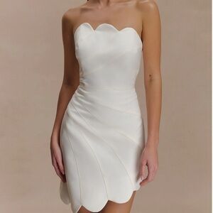 Meshki Atenea White Strapless Scalloped Dress